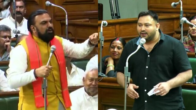 Bihar deputy CM Samrat Choudhary and Bihar LoP Tejashwi Yadav. (IANS)