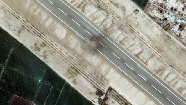 Satellite image shows damage to the Rahim Yar Khan airbase (X)