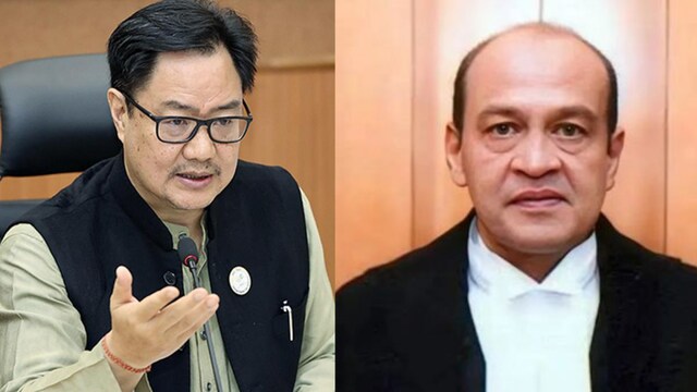 Kiren Rijiju and Justice Yashwant Verma. (File)