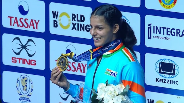 Sakshi after winning Gold at the World Boxing Cup (X)