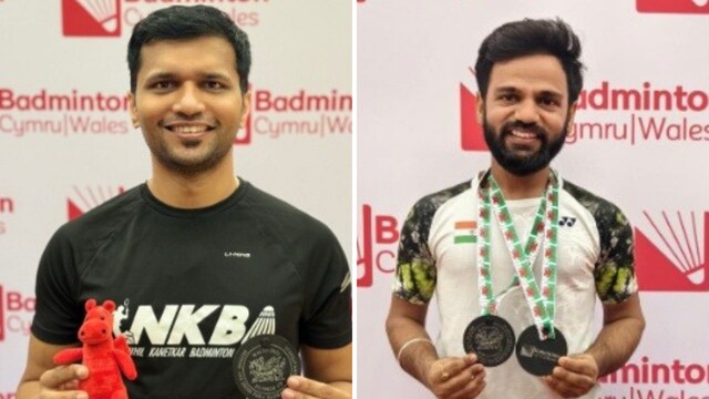 India's Sukant Kadam and Krishna Nagar at the British & Irish Para Badminton International 2025 (PCI)