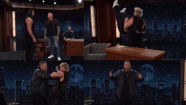 Jelly Roll delivers a chokeslam to Logan Paul.