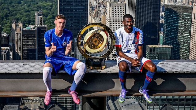 Chelsea's Cole Palmer and PSG' Ousmane Dembele Ahead Of The FIFA Club World Cup 2025 Final. (X) 