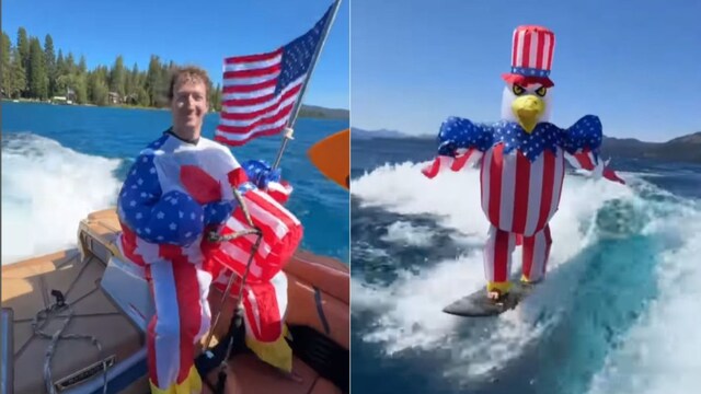 Mark Zuckerberg seen wakesurfing on 4th of July (Instagram@zuck)