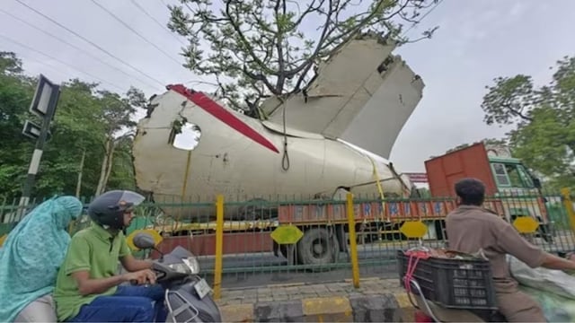 A truck carrying wreckage of the Air India plane that crashed in Ahmedabad. (PTI)