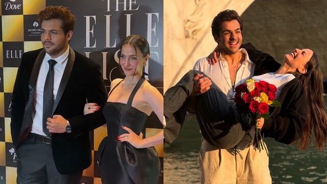 Elli AvrRam holds Ashish Chanchlani close in throwback video.
