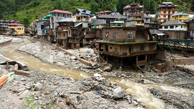 Debris and silt near damaged houses at a flood-affected area, in Mandi district, Sunday, July 6, 2025. (File Photo/PTI)