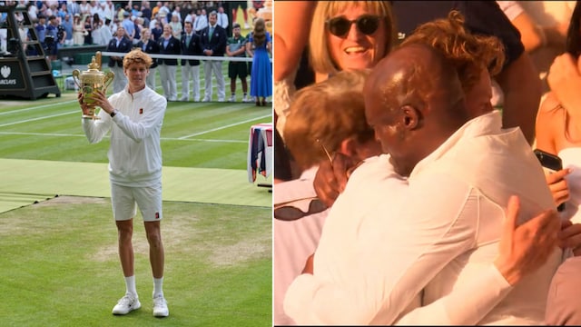 Jannik Sinner hugged music legend Seal after winning Wimbledon (AP)