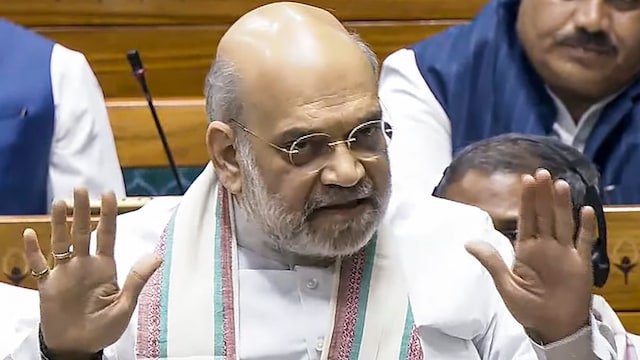 Union Home Minister Amit Shah speaks during a debate in the Lok Sabha on the Pahalgam terror attack and Operation Sindoor. (PTI photo)
