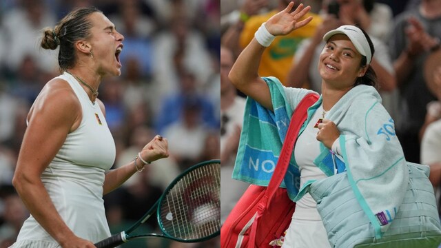 Aryna Sabalenka (left) and Emma Raducanu (AP Photo)