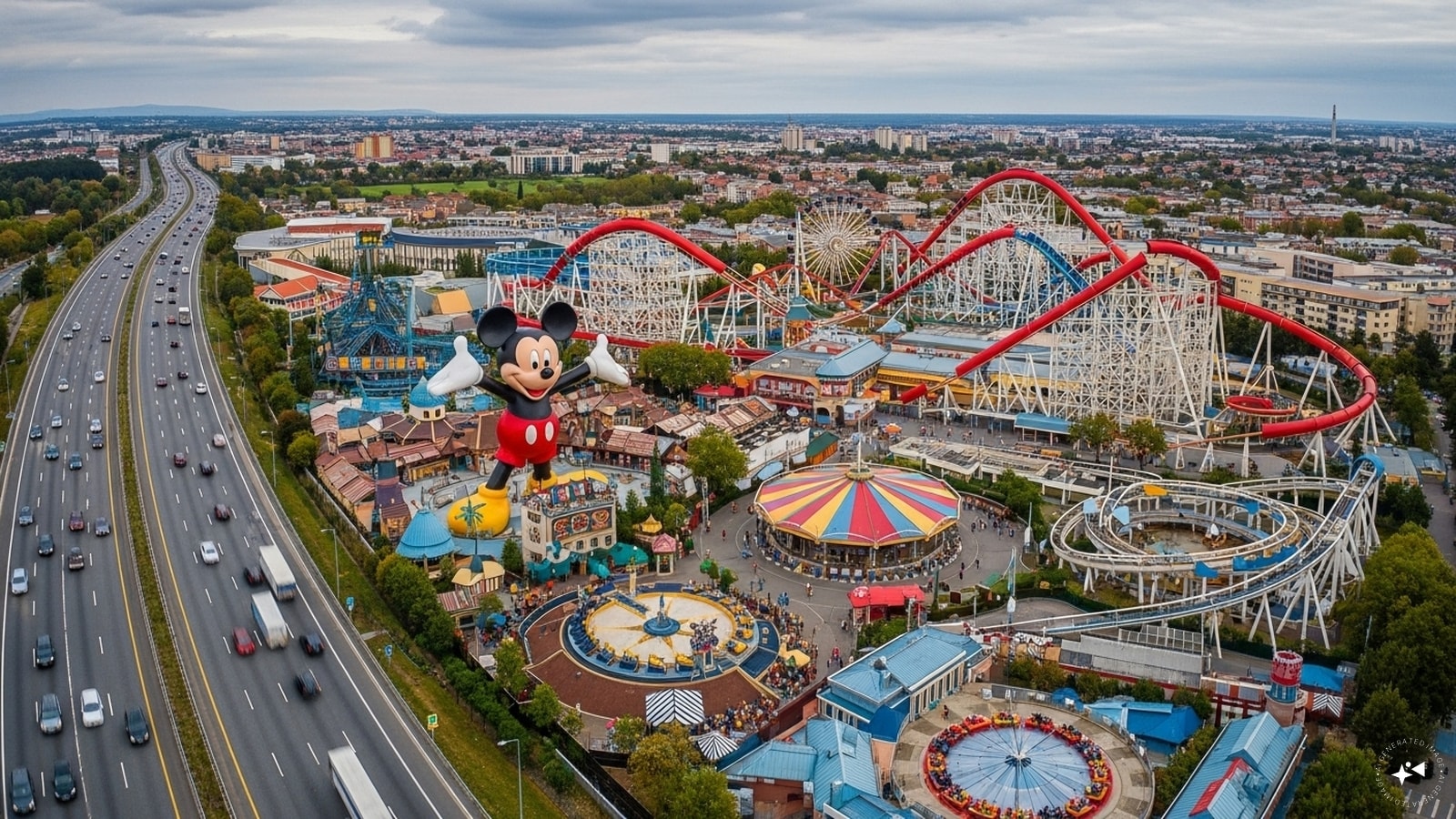 Reportedly, the amusement park is strategically located along the Kundli-Manesar-Palwal (KMP) Expressway and the Haryana Orbital Rail Corridor, which aims to position the NCR region alongside global destinations like Paris, Tokyo and California. (Representative image/ AI generated) Reportedly, the amusement park is strategically located along the Kundli-Manesar-Palwal (KMP) Expressway and the Haryana Orbital Rail Corridor, which aims to position the NCR region alongside global destinations like Paris, Tokyo and California. (Representative image/ AI generated)