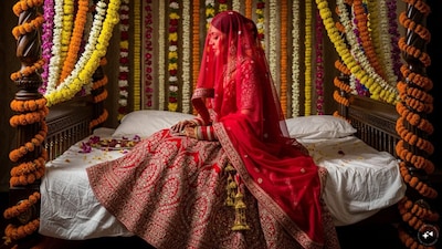 The bride locked the groom inside the room, fashioned a rope from her saree, and tried to climb down from the balcony. (AI Generated)