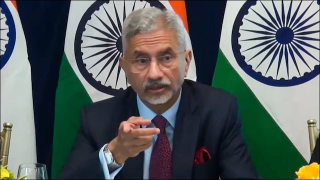 EAM S Jaishankar speaking to the media in Washington. (PTI)