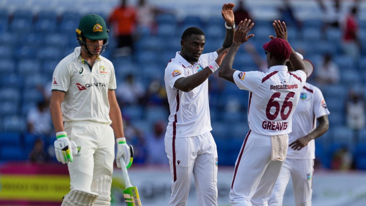 WI Vs AUS: Jayden Seals Double-Strike Leaves 2nd Test Finely Poised; Australia Lead By 45 Runs WI Vs AUS: Jayden Seals Double-Strike Leaves 2nd Test Finely Poised; Australia Lead By 45 Runs