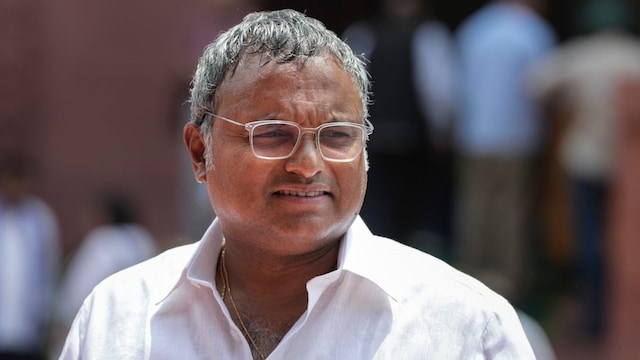 Congress MP Karti Chidambaram during the Monsoon session of Parliament, in New Delhi. (PTI photo)
