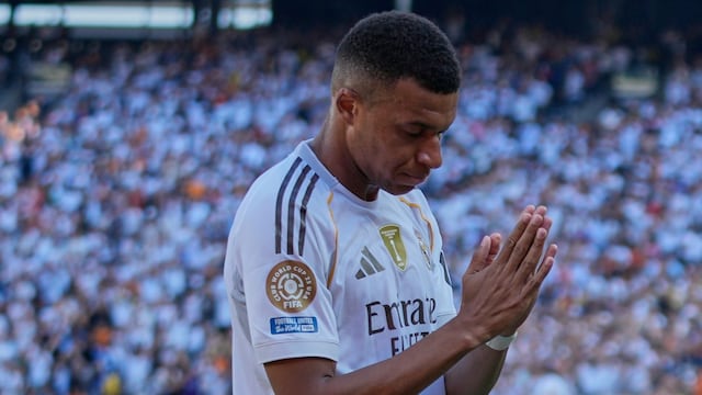 Kylian Mbappe reacts after scoring a goal during Club World Cup. (AP Photo)