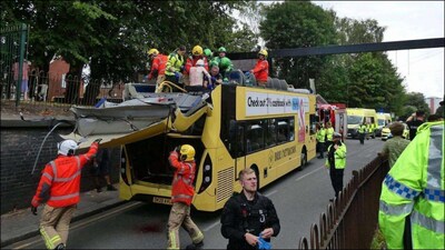 Roof Of UK Double-Decker Bus Ripped Off After Colliding With Bridge, 15 ...