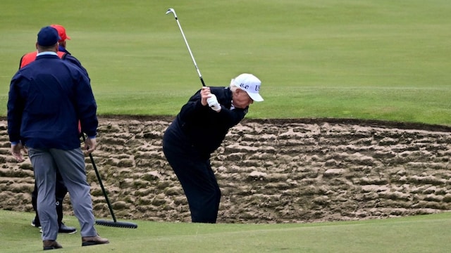 This isn’t the first time Donald Trump’s golf game has faced scrutiny. (AFP)