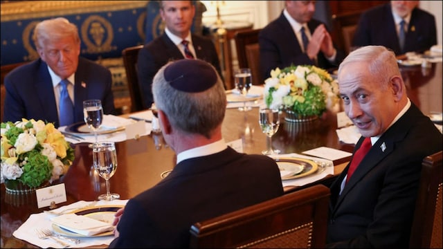 US President Donald Trump and Israeli PM Benjamin Netanyahu at the White House. (Reuters)