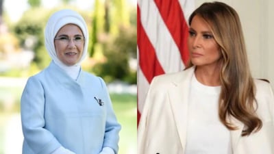  X/@EmineErdogan); Melania Trump (R) (AP photo)
