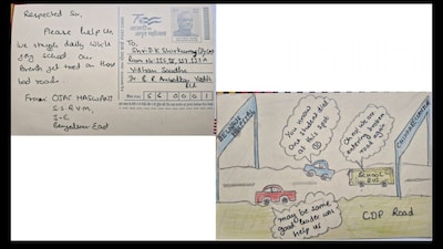 Postcards written by the students to DK Shivakumar. (News18)