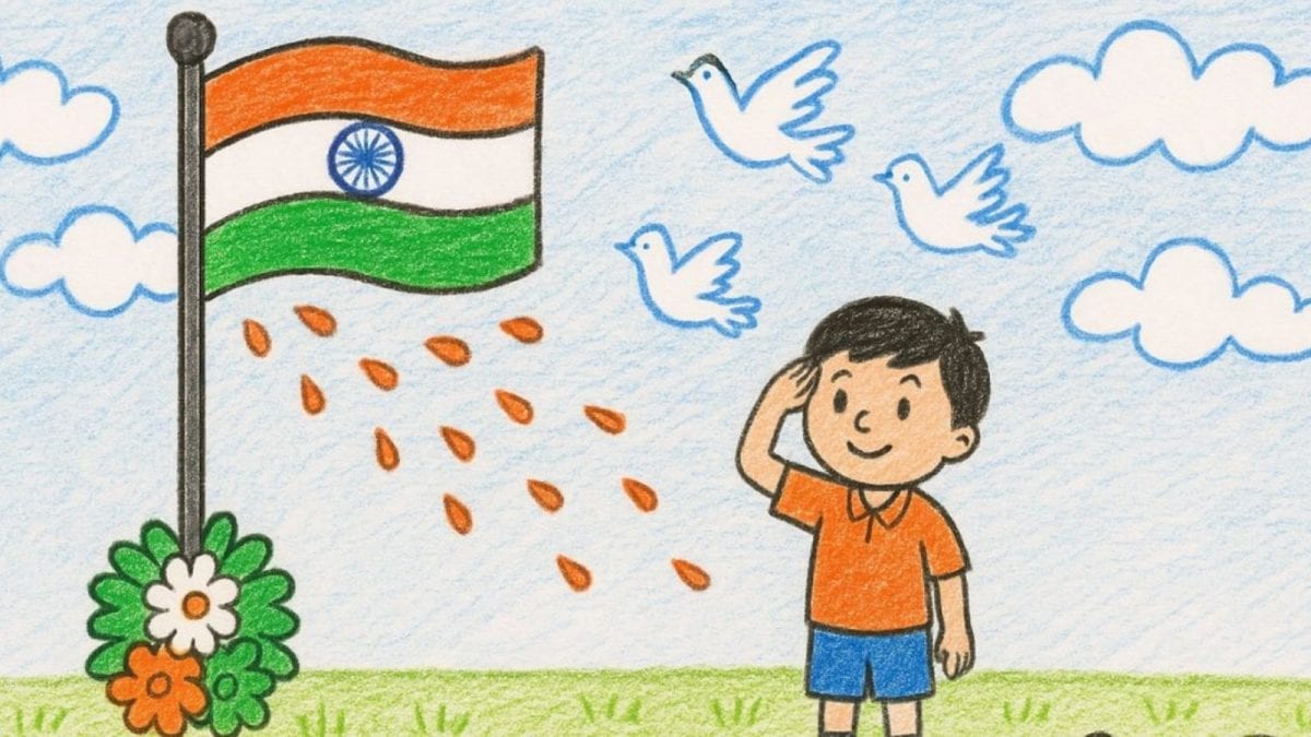 Unique Independence Day Drawing Ideas For Kids With Quotes And Slogans