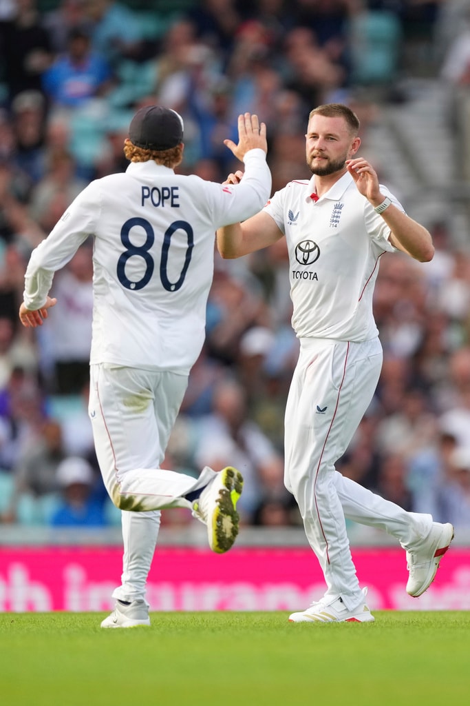 Then, the wickets fell like dominoes right after tea, as Sudharsan, Jadeja, and Jurel all departed for disappointing scores. (AP) Then, the wickets fell like dominoes right after tea, as Sudharsan, Jadeja, and Jurel all departed for disappointing scores. (AP)