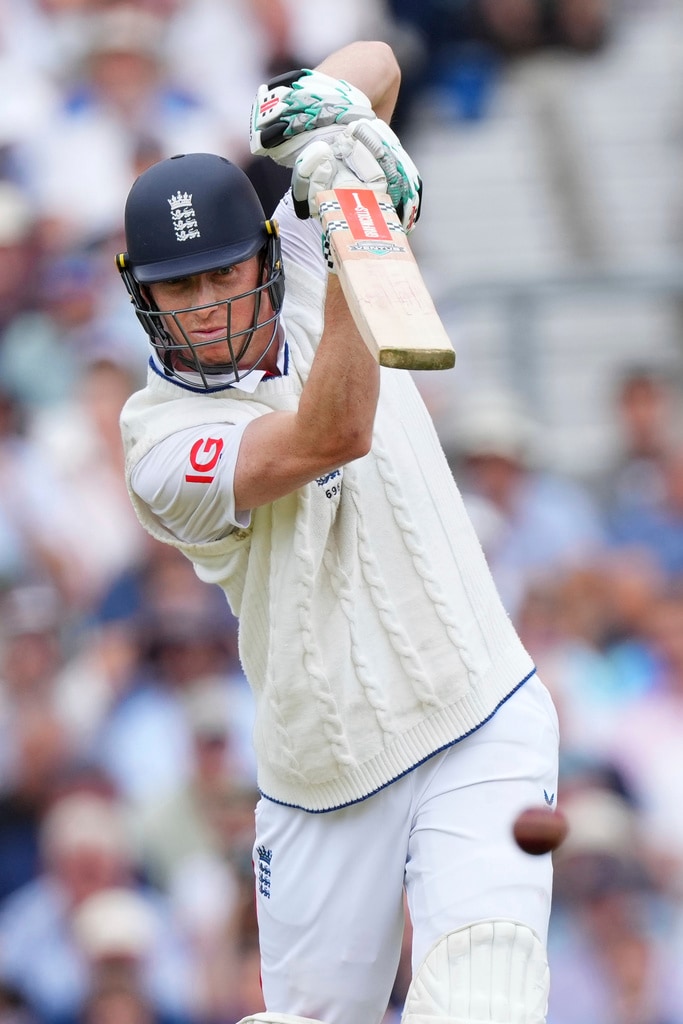 Crawley collected five of his 12 fours off Siraj, as he completed his fifty with a boundary in the third man region off Akash. (AP)