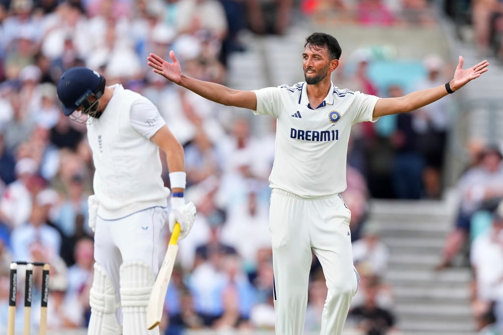 India's Prasidh Krishna though stole the show with four wickets to his name, as ENG were bowled out for a mere 247, taking only a slender 23-run lead. (AP)
