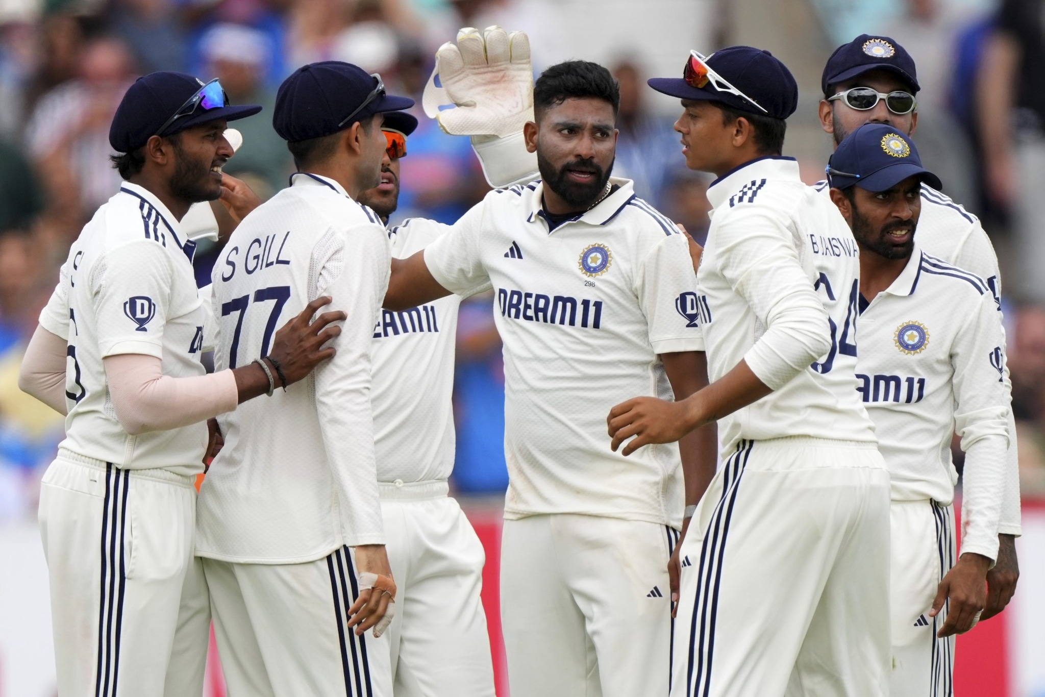 In the morning session, Siraj bowled another lion hearted spell of eight overs as India took two timely wickets to leave England on 164 for three at lunch on day four of the final Test here on Sunday. (AP)