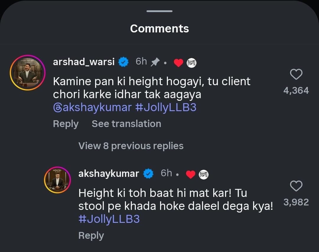 Akshay Kumar and Arshad Warsi's comments