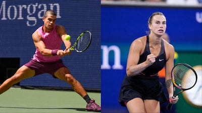 Carlos Alcaraz and Aryna Sabalenka in action at the US Open (AP)