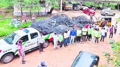 Hyderabad electricity department cuts dangling internet cables, sparks outrage.
