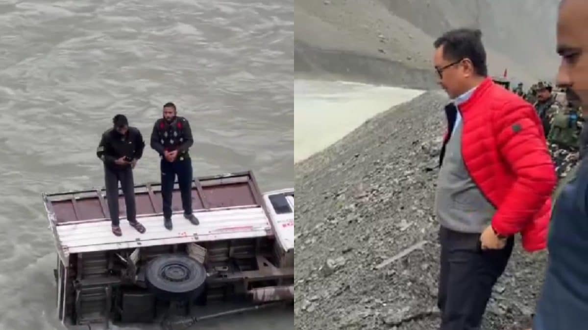 Vehicle Falls Into River In Ladakh Ahead Of Kiren Rijiju’s Convoy; Minister Shares Video