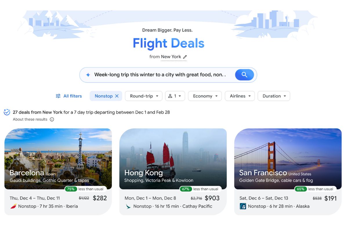Google Flight deals AI