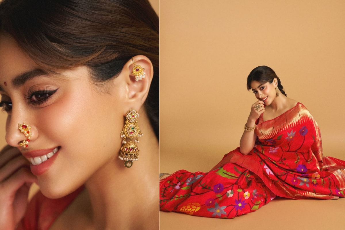 Janhvi Kapoor Stuns In A Traditional Paithani Saree, Nath For Ganesh Chaturthi 