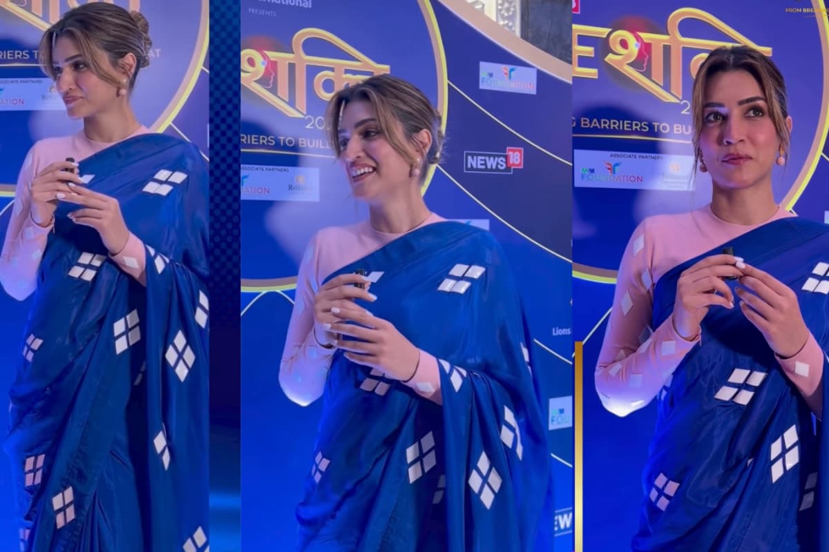 Kriti Sanon Stands Out In A Faux Leather Applique Motif Saree At SheShakti 2025