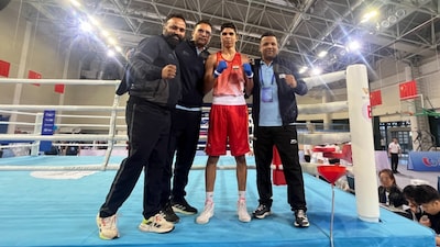 Indian boxer at the 3rd 'Belt and Road' International Youth Boxing Gala in Xinjiang
