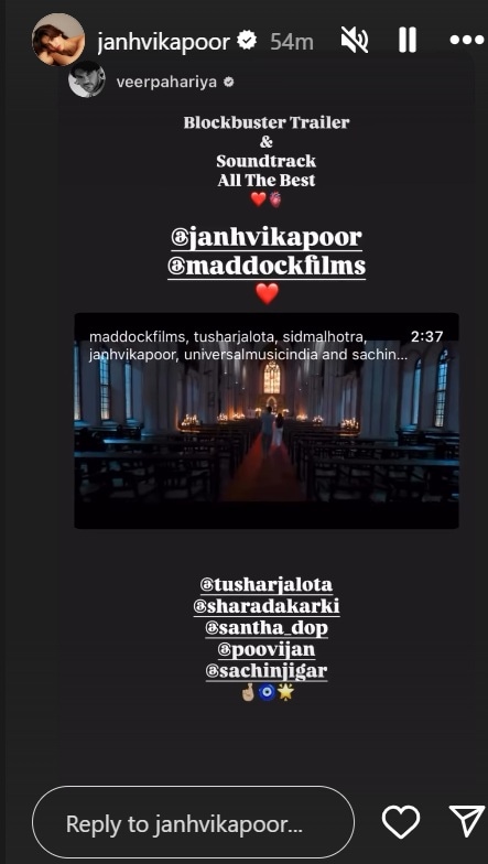 Janhvi Kapoor's Instagram story