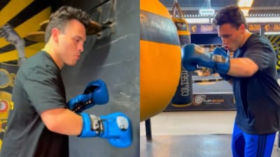 Julio Cesar Chavez Jr. training following his release. (Screengrab/IG/coliseoboxingclub)