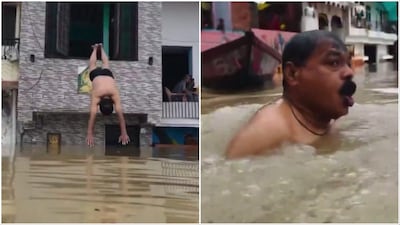 Prayagraj cop dives into flooded river (Video screengrabs/Social Media)