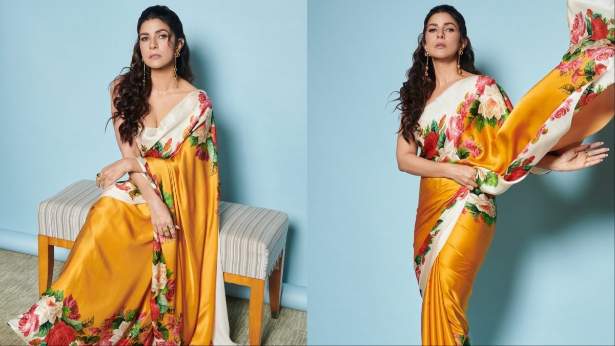 Nimrat Kaur Stuns in Floral Saree at News18 Event