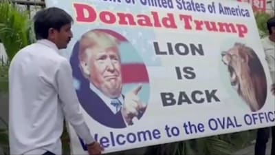 Donald Trump's poster removed from a housing society in Gujarat's Vadodara (Video screengrab/@ourvadodara)