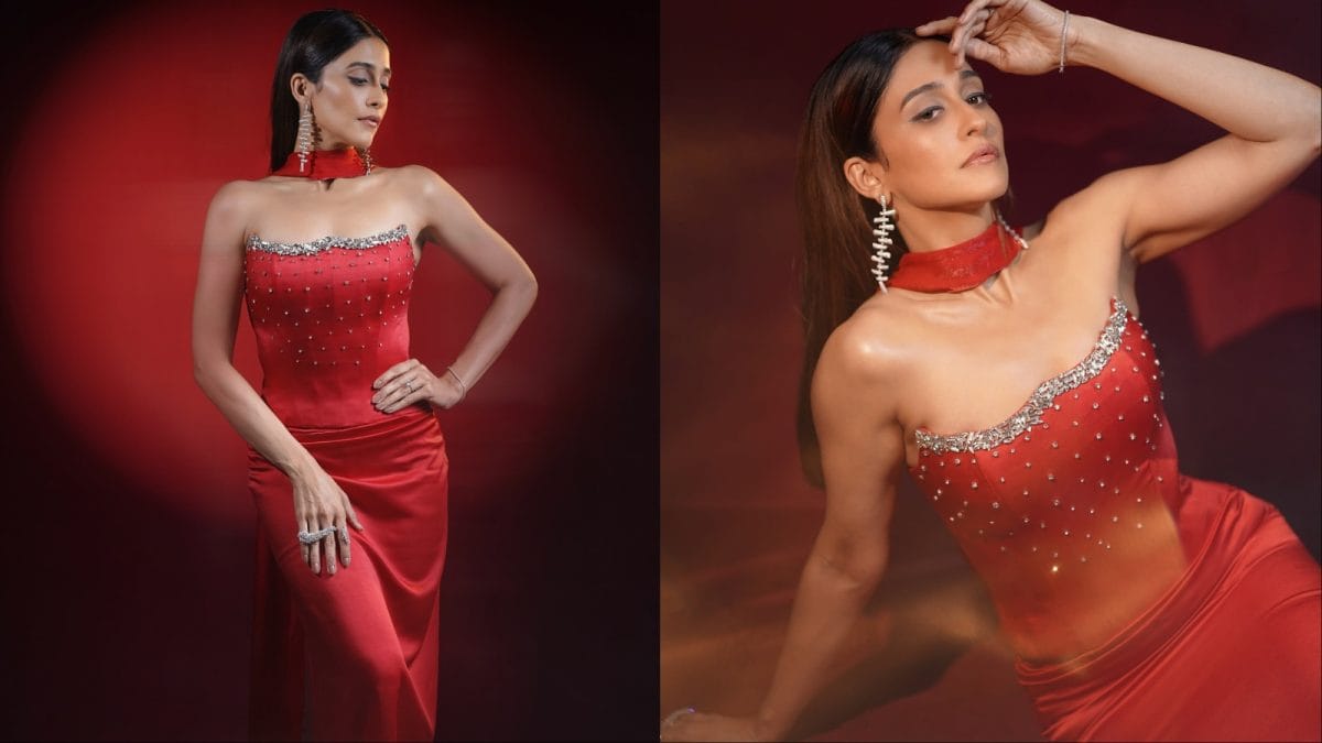 Regina Cassandra Gives A Bold Spin To Timeless Evening Glamour In Scarlet