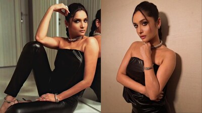 Ankita Lokhande's makeup and hair complemented the bold, sophisticated outfit.