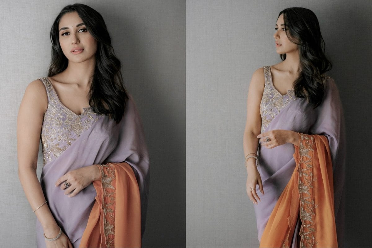 Effortless And Elegant: Nikita Dutta Shines In A Pastel And Tangerine Hued Saree