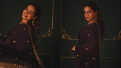 Ayesha Khan wore a saree from Koskii. 