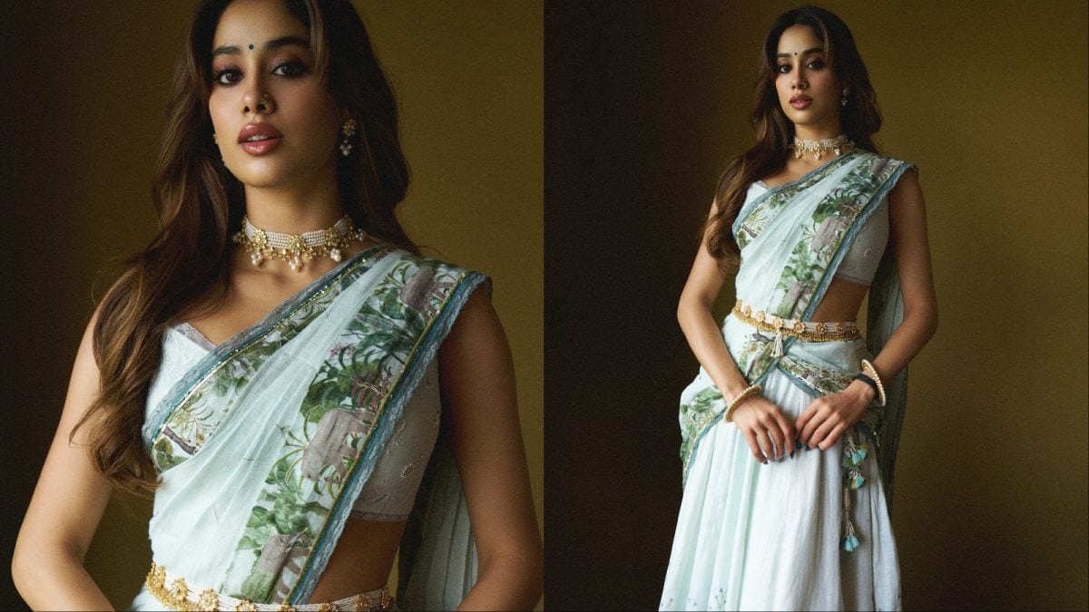 Janhvi Kapoor Channels Ethereal Grace In A Custom Linen Lehenga In Delhi