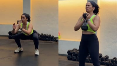 Masaba Gupta trains hard in her workout session.
