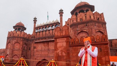 Prime Minister Narendra Modi during the 79th Independence Day celebration at the Red Fort, in New Delhi, Friday, Aug. 15, 2025. (PMO via PTI Photo)
